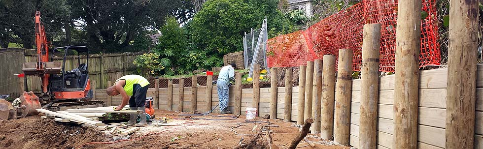 Timber retaining wall in Auckland